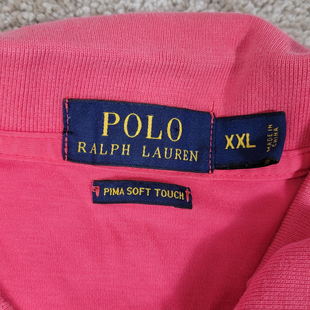 Polo Ralph Lauren Mens XXL Pink Pima Soft Touch Short Sleeve Polo Shirt Classic - Picture 3 of 5